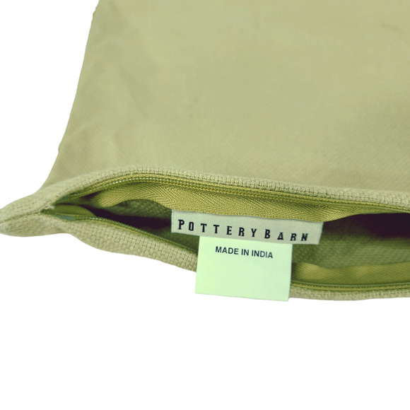 Pottery Barn Pillow Cover &‎ Down Insert 18x18 Green Canvas 100% Cotton - Picture 4 of 9